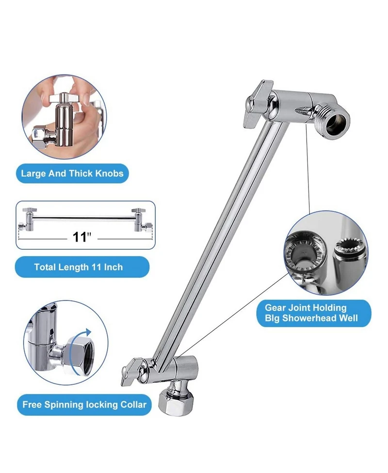 Phying 10 Inch Square Rainfall Shower Head High Pressure Stainless Steel Bath Shower Head Modern Fixed Mount Large Coverage Bathroom Shower