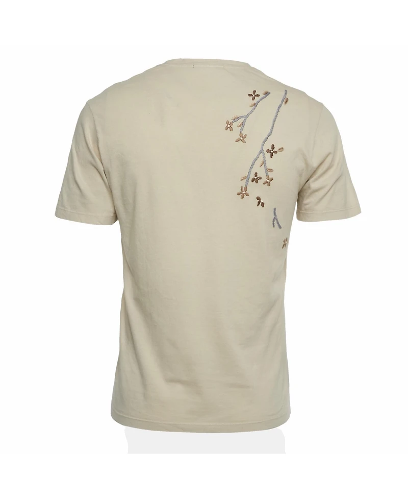 Pre-Owned Roberto Cavalli Men's Floral Embroidered Jersey V-Neck T-Shirt