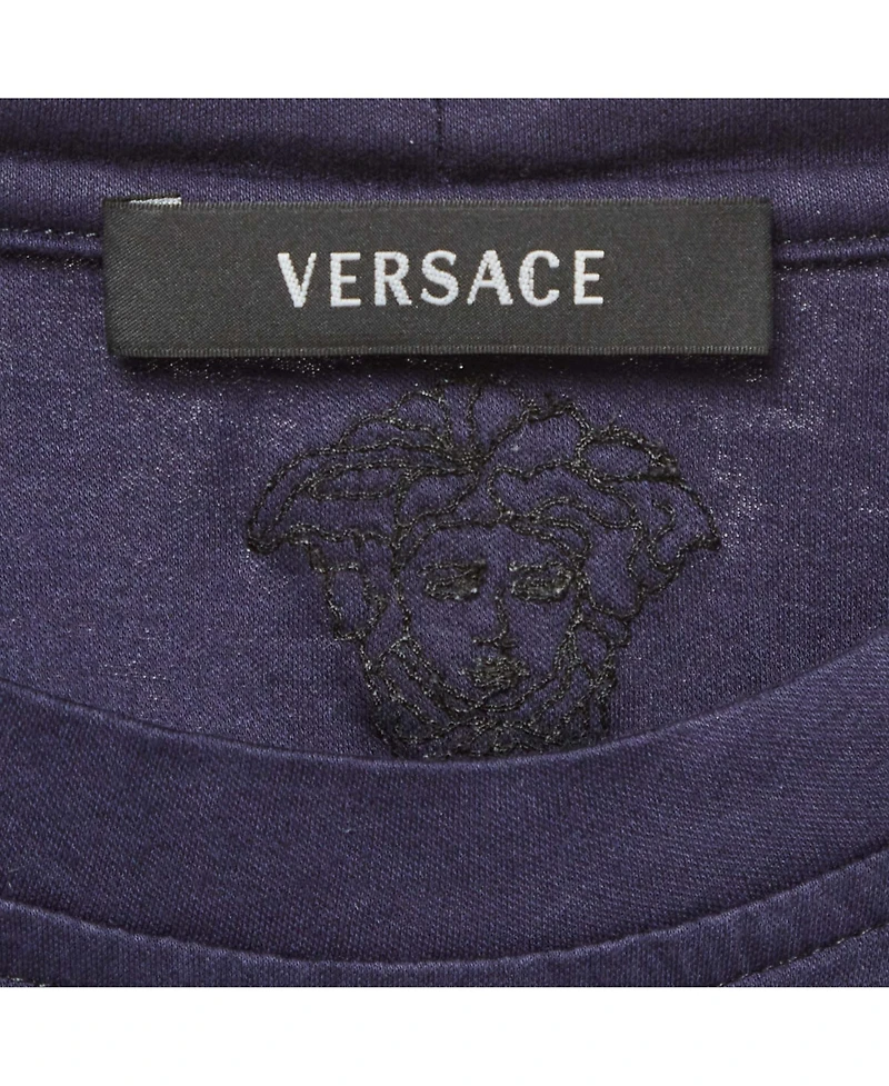 Pre-Owned Versace Men's Leather Applique Jersey T-Shirt