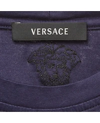 Pre-Owned Versace Men's Leather Applique Jersey T-Shirt