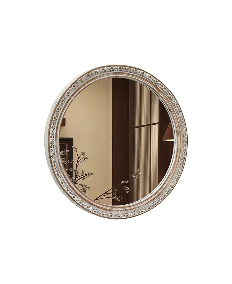 Laoties Classic Round Wall Mirror, Distressed Silver Gold Finish Decorative Mirror for Living Room and Hallway