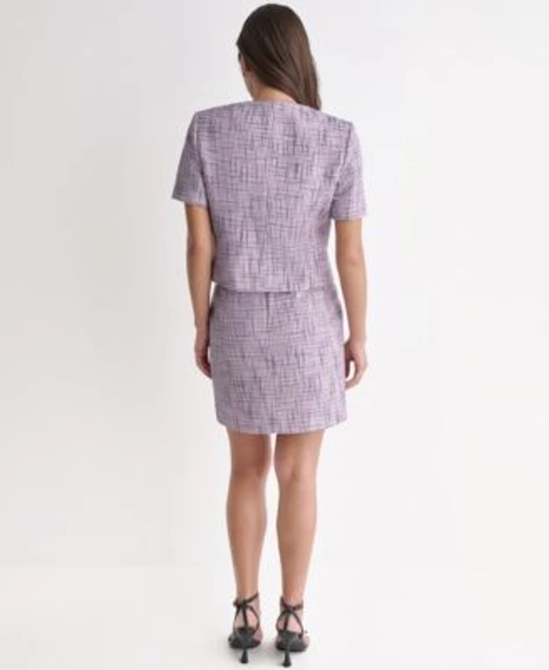 Bcbg Suits Novelty Crewneck Blazer Skirt Suit