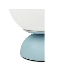 Midola Table Lamp, Round Opal Glass Globe with Resin Base and Chrome Detail