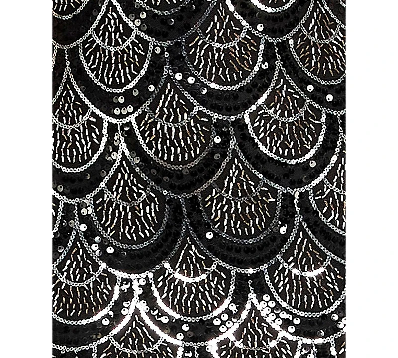 B Darlin Juniors' Square Neck Beaded Detail Chiffon Back-Tie Sequin Dress