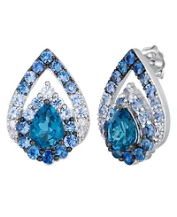 Le Vian Deep Sea Blue Topaz Pear Shaped, Sapphire Ombre & White Sapphire Earrings (4-3/8 ct. t.w.) in 14k Vanilla Gold