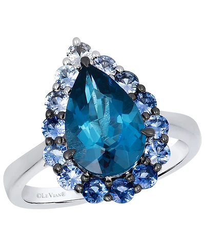Le Vian Deep Sea Blue Topaz Pear Shaped, Sapphire Ombre & White Sapphire Ring (3-7/8 ct. t.w.) in 14k Vanilla Gold