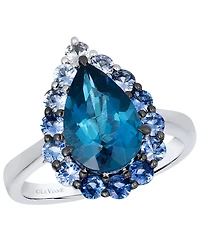 Le Vian Deep Sea Blue Topaz Pear Shaped, Sapphire Ombre & White Sapphire Ring (3-7/8 ct. t.w.) in 14k Vanilla Gold
