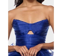 Alex & Sophia Juniors' Strapless Sweetheart Neck Organza Dress