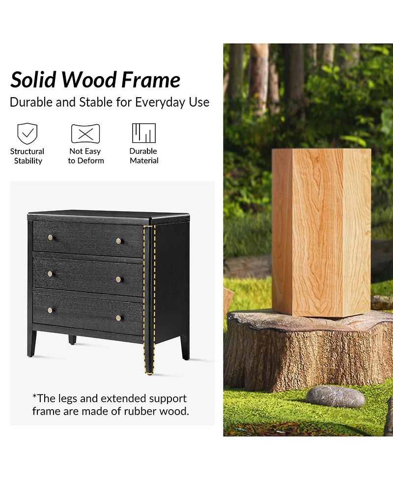 Hulala Home Vettorello Modern 28"W 3-Drawer Solid End Table with Integrated Power Station
