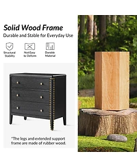 Hulala Home Vettorello Modern 28"W 3-Drawer Solid End Table with Integrated Power Station