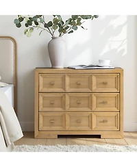 Hulala Home Persepolis Modern 32''W 3-Drawer Solid Wood End Table with Charging Station