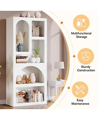 Slickblue Geometric Display Bookshelf with 5 Tier Open Storage Shelves