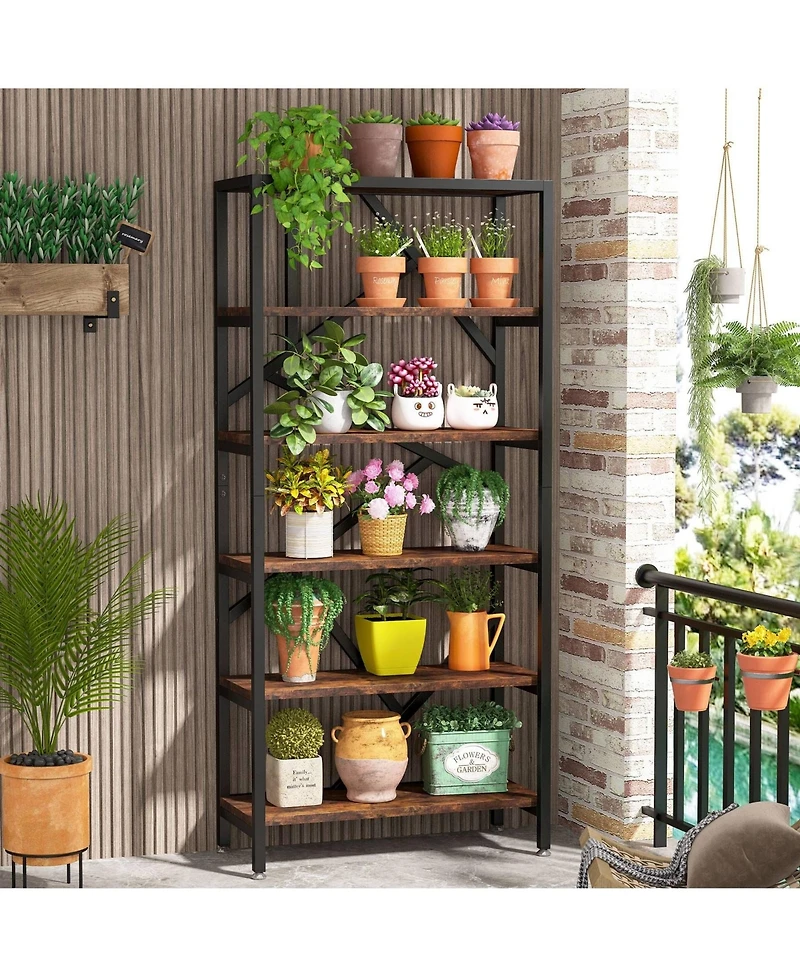 Slickblue Industrial Style Bookcase with 6 Open Shelves for Home Organization