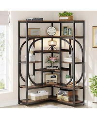 Slickblue L-Shaped Corner Bookcase with 7 Open Shelves