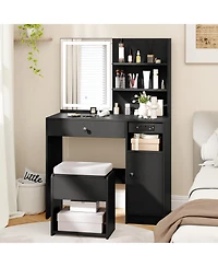 Slickblue Vanity Desk with Mirror and Led Lights for Bedroom