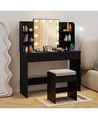 Slickblue Makeup Vanity Table with Led Mirror and Charging Station