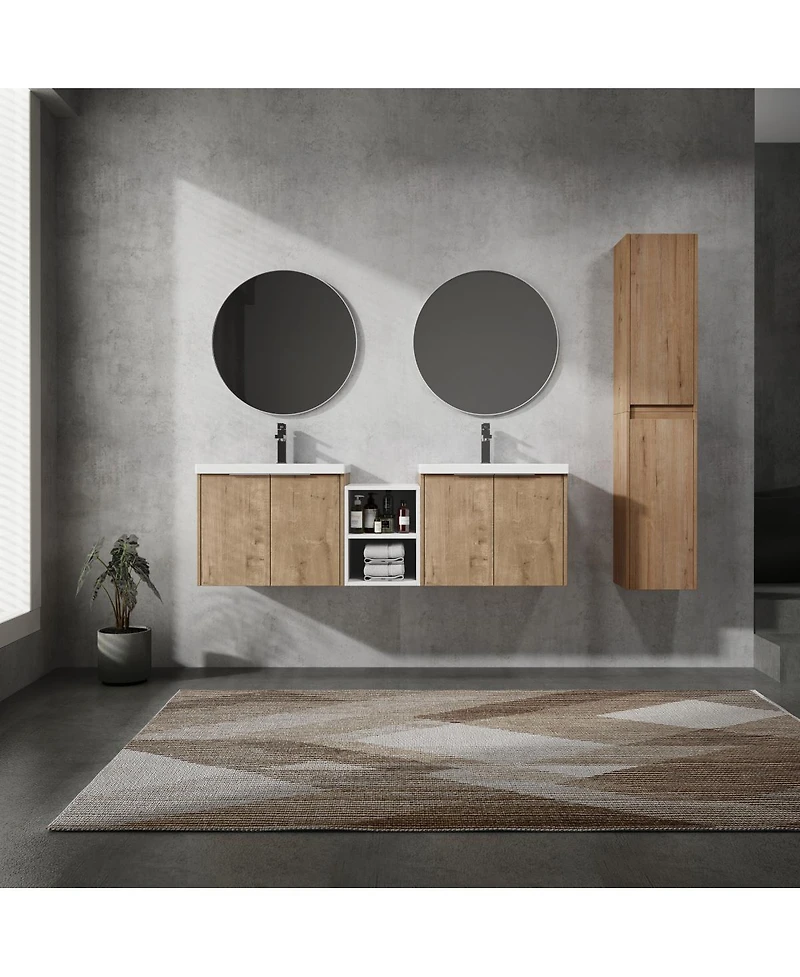 Sillysis Modern Wall Mounted Double Sink Bathroom Vanity Set