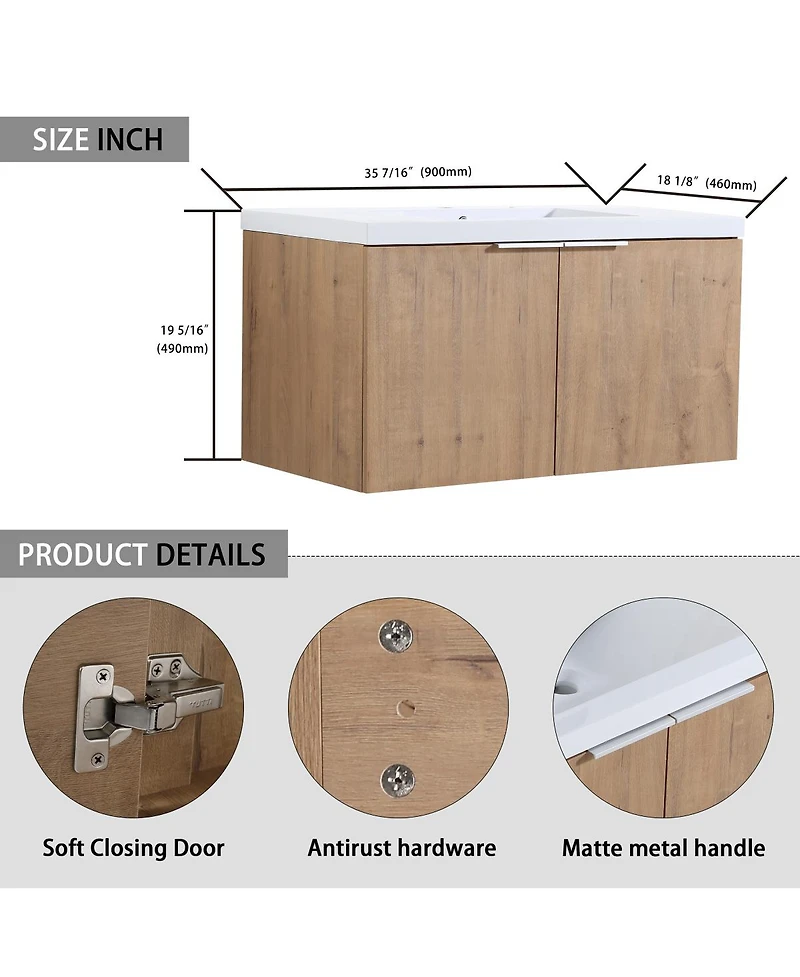 Sillysis Modern Wall Mounted Double Sink Bathroom Vanity Set