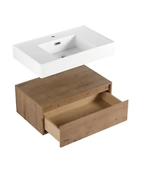Sillysis 30 Inch Wall Mounted Bathroom Vanity with Resin Sink, Soft Close Drawer, Ample Storage for Modern Small Spaces