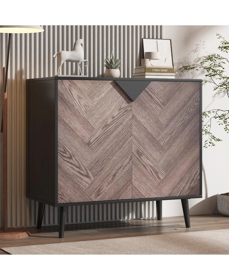 homfan Storage Cabinet with Shelf and Doors, Modern Sideboard Buffet with Storage, Free Standing Accent Cabinet for Dining Room, Living Room, Entryway