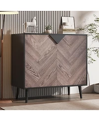 homfan Storage Cabinet with Shelf and Doors, Modern Sideboard Buffet with Storage, Free Standing Accent Cabinet for Dining Room, Living Room, Entryway