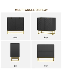 homfan Modern Herringbone Sideboard Buffet with Handles, Storage Console Cabinet Doors for Dining Room, Living Room and Entryway