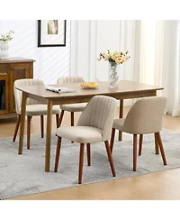 homfan Modern Wooden Dining Chairs Set - Upholstered Linen Seat, Padded Cushion, Sturdy Wood Legs, Perfect for Dining Room and Restaurant