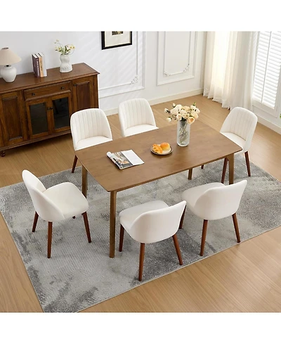 homfan Modern Wooden Dining Chairs Set - Upholstered Linen Seat, Padded Cushion, Sturdy Wood Legs, Perfect for Room and Restaurant