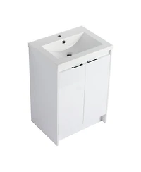 Sillysis 35.4 Inch Freestanding Bathroom Vanity with Resin Sink, Soft Close Doors, Water-Resistant, Storage Cabinet