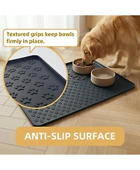 Aronkl Silicone Pet Food Mat Waterproof Raised Edge Non Slip Easy Clean For Cats Dogs