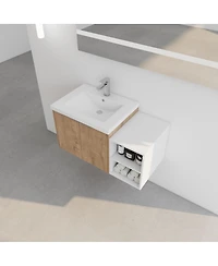 Sillysis Inch Wall Mounted Bathroom Vanity with Resin Sink, Plywood Cabinet