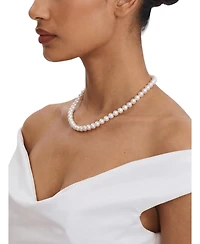 Miss Circle Women Freshwater Pearls Necklace with White Gold Vermeil