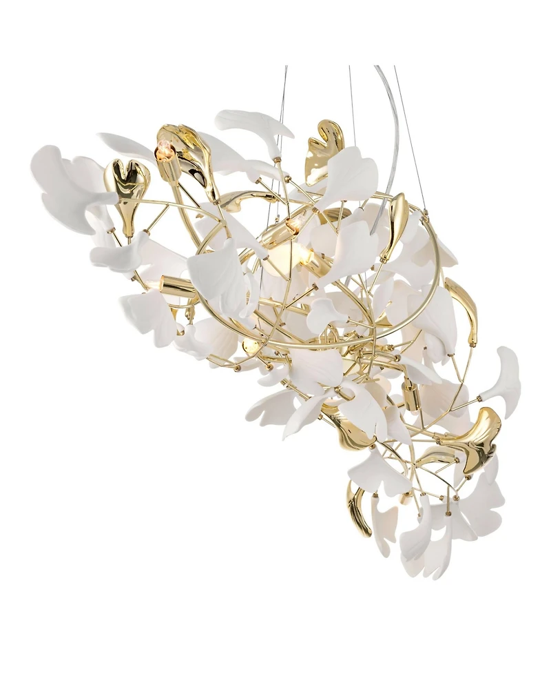 Possini Euro Design Descanso Gold and Ceramic 10-Light Chandelier