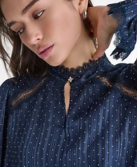 Bcbg Women's Long Sleeve Ruffle Collar Tops