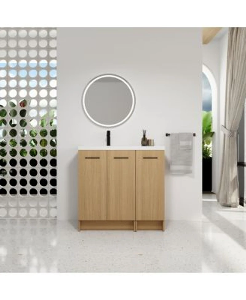 Sillysis 36 Inch Freestanding Bathroom Vanity With Modular Storage Cabinets Integrated Resin Sink Modern Soft Close Doors Design