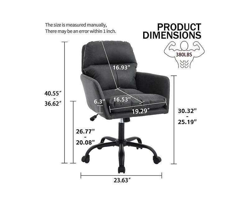 sumyeg Ergonomic Pu Leather Office Chair with High-Strength Metal Frame