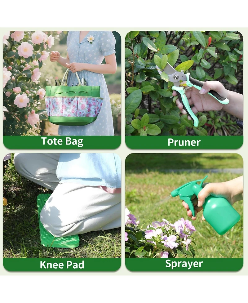 Xdovet Garden Tool Set Stainless Steel Heavy Duty Floral Tote Kit