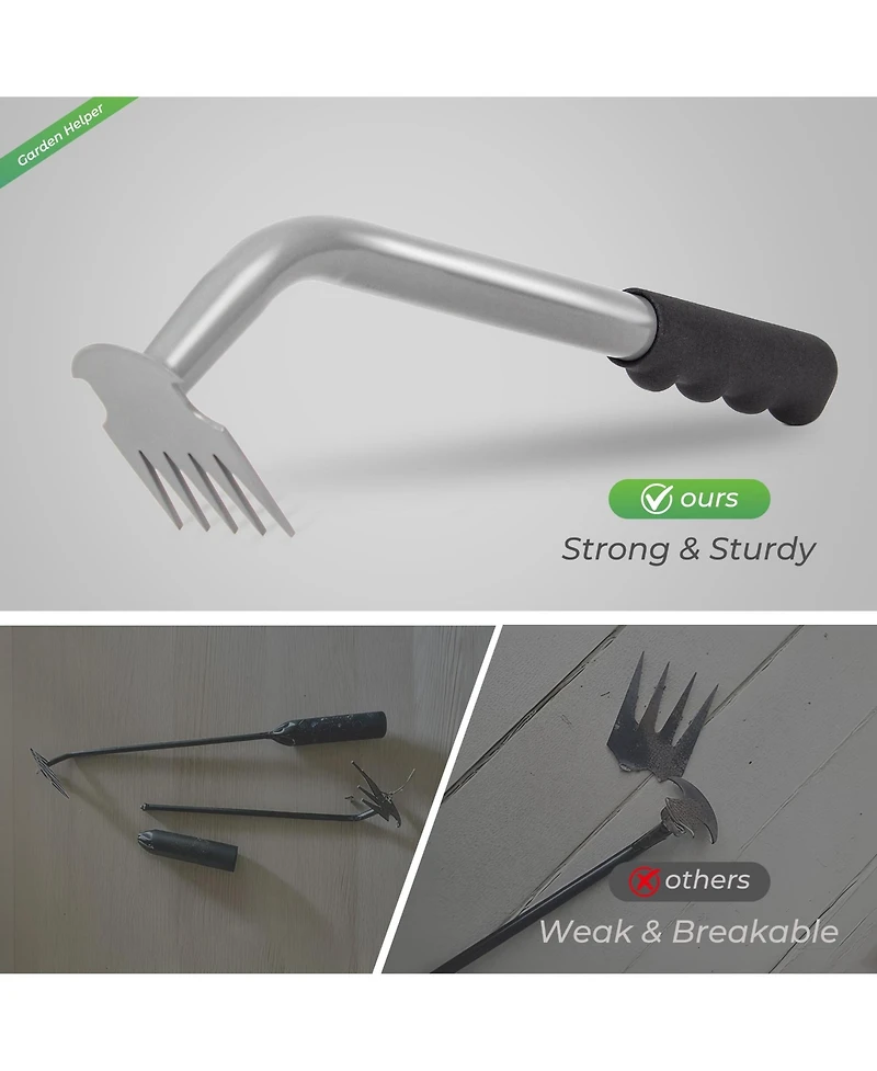 Xdovet Weed Puller Manganese Steel 5-Tine Rubber Handle Garden Tool