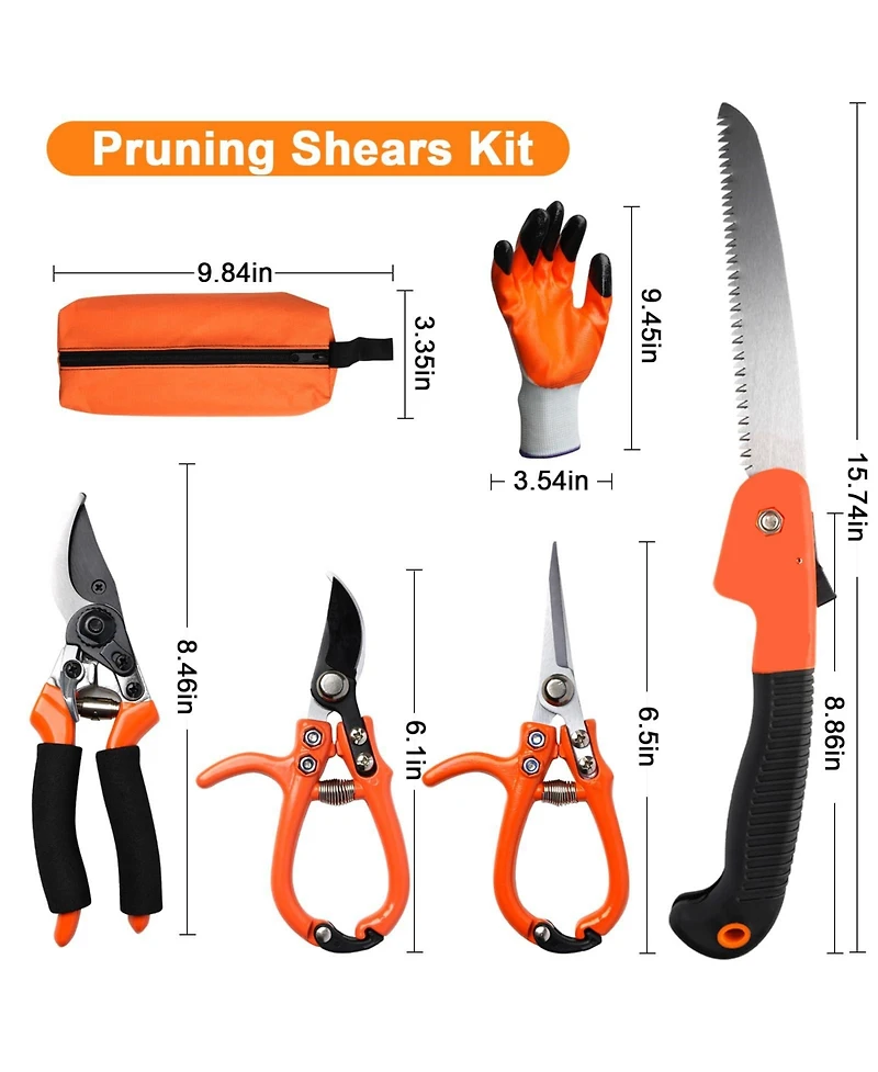 Xdovet Pruning Shears Set Garden Snips Gloves Storage Bag Handheld Plant Care Kit