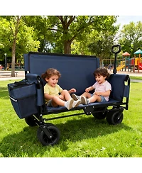 Streamdale Furniture3-in-1 Folding Wagon Cart with Bench Seat 500lbs Capacity