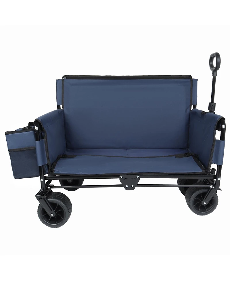 Streamdale Furniture3-in-1 Folding Wagon Cart with Bench Seat 500lbs Capacity