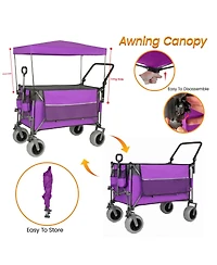 Streamdale Furniture Multi-Functional Folding Wagon Cart with Canopy and All-Terrain Tires