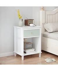 Streamdale Furniture Sage Wooden Nightstand with Drawer and Shelf 26.77''H