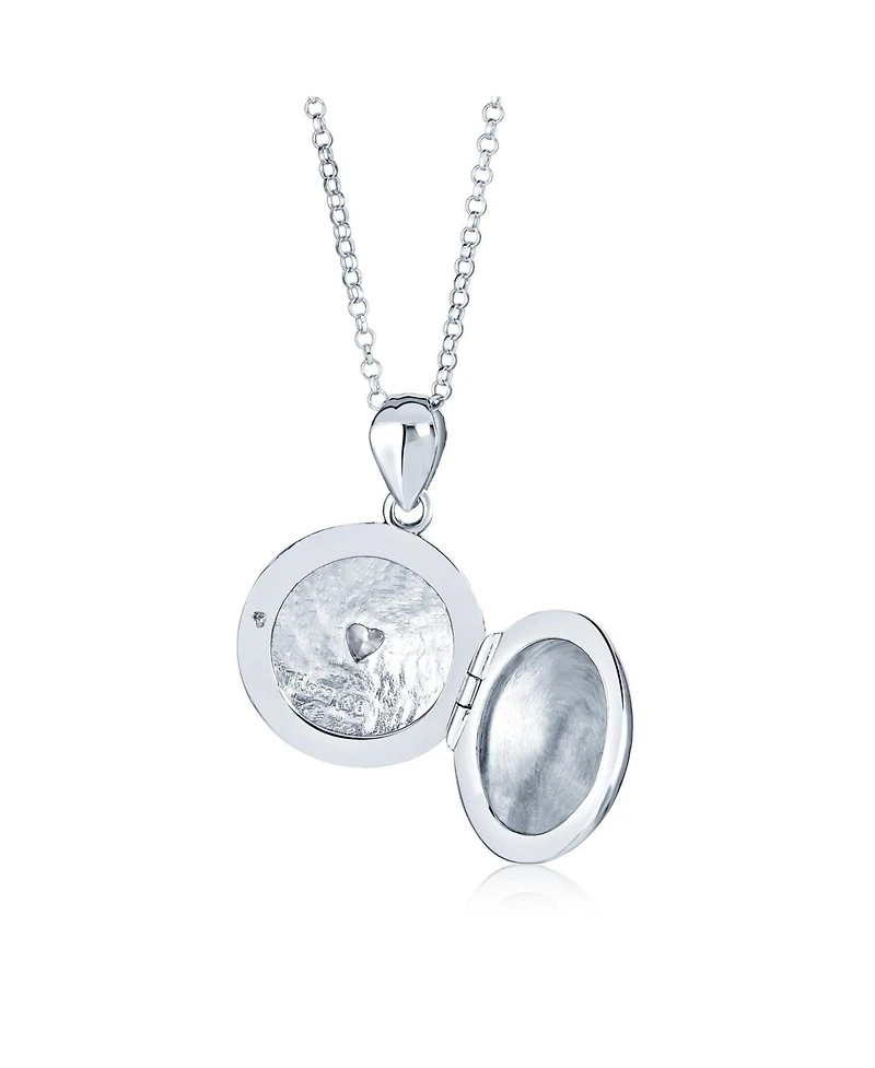 Bling Jewelry Celtic Lucky Clover Keepsake Photo Locket Necklace Round Lucky Enamel .925 Sterling Silver