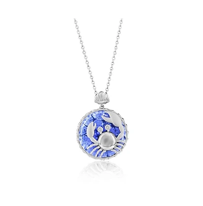 Simona Sterling Silver Floral Venetian Murano Glass Crab Cz Necklace