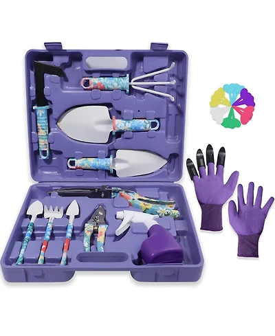 Xdovet Garden Tool Set Stainless Steel Heavy Duty Trowel Rake Weeder Pruner Shears Gloves Women