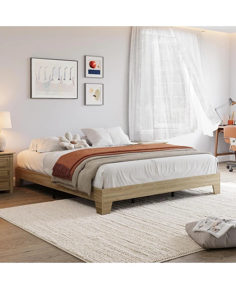 gaomon Platform Bed Frame with Wood And Metal Slats, Underbed Storage, Easy Assembly