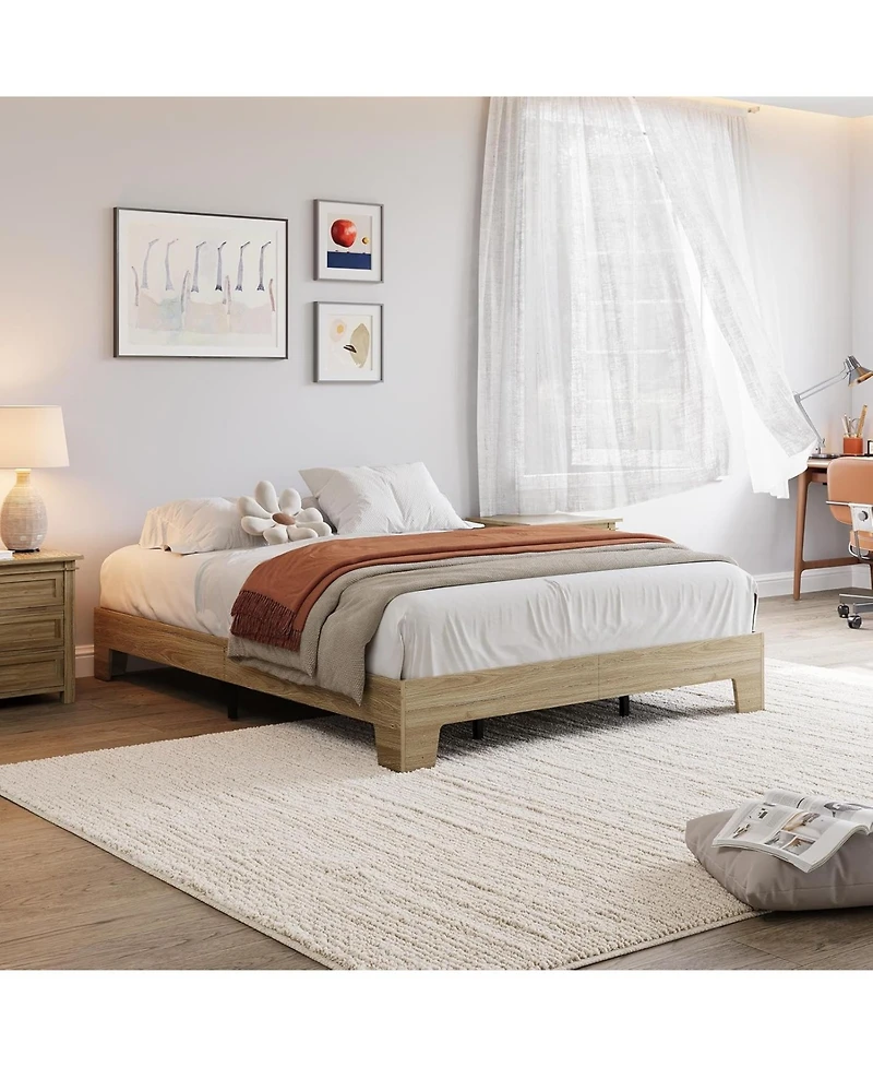 gaomon Platform Bed Frame with Wood And Metal Slats, Underbed Storage, Easy Assembly