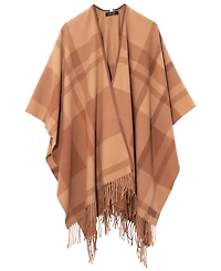 Lauren Ralph Plaid Fringe Ruana