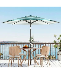 homfan 9Feet Outdoor Patio Umbrella, Windproof And Uv Protected, Crank And Push-Button Tilt, Waterproof Canopy For Garden, Deck, Pool And Yard